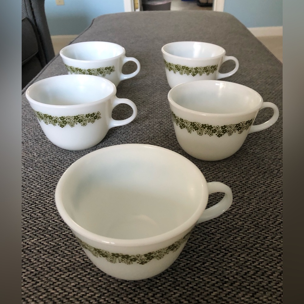 Vintage 1970’s Pyrex Spring Blossom Milk Glass Cups (5)
